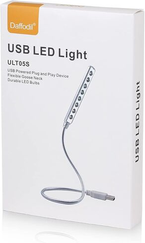 Daffodil USB LED Light - 8 Super Bright LED Reading Lamp - No Batteries Needed - PC & Mac Compatible (ULT05 Black) in Kuwait