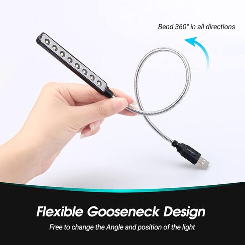 Daffodil USB LED Light - 8 Super Bright LED Reading Lamp - No Batteries Needed - PC & Mac Compatible (ULT05 Black) in Kuwait
