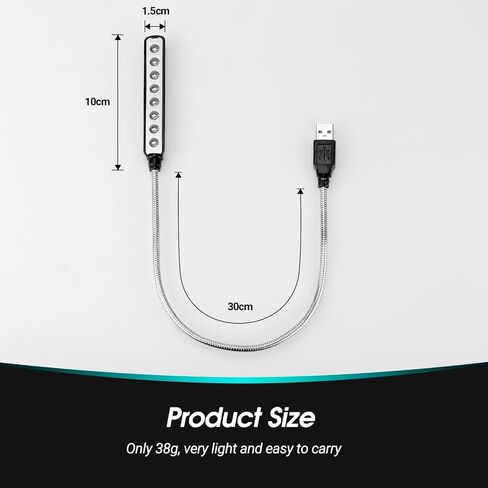 Daffodil USB LED Light - 8 Super Bright LED Reading Lamp - No Batteries Needed - PC & Mac Compatible (ULT05 Black) in Kuwait