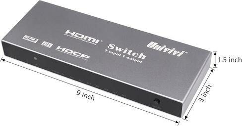 Univivi HDMI Switch مع جهاز تحكم عن بعد 7 في 1 خارج HDMI Switcher 4K @ 60 هرتز HDMI محدد HDMI Hub يدعم PS4، الكمبيوتر، Apple TV، Blu-ray، جهاز العرض، إصدار HDMI 2.0 in Kuwait