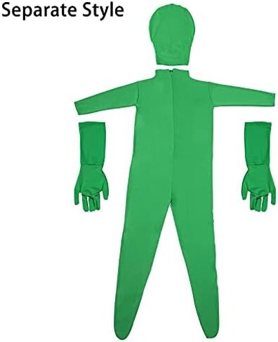 7Tek Green Screen Bodysuit Chromakey Body Suit Green Men Clothes Backdrop with Gloves for Photography Photo Film Video Invisible Effect (L:170CM, Green) in Saudi Arabia