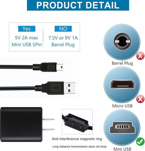 5FT Mini-USB شاحن حائط محول كابل شحن لـ Garmin Nuvi 40 42 44 50 52 54 54LM 55 56 57 58 58LMT 65LM 66LM 67LM 68LM 68LMT 255W 265W 2577LT 2597LMT Dezl 570LMT حركة المرور Sat Nav GPS in Kuwait