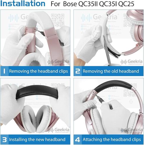 جيكريا شريط راس من الجلد البروتيني متوافق مع بوز كوايت كومفورت 35 ii جيمنج، QC35 II، QC35، QC25، QC SE، شريط بديل لسماعات الرأس، قطعة اصلاح غطاء راس سماعة الراس (اسود) in Saudi Arabia