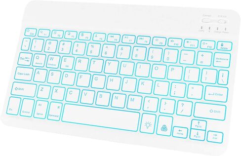 JUQITECH Ultra-Slim Backlit Wireless Bluetooth Keyboard Universal Rechargeable Keyboard for iPad 10.2/iPad Pro/iPad Air/Samsung Galaxy Tab A8/A7 Lite/S6 Lite/S8/S7 iOS Android Windows Devices, White in Kuwait