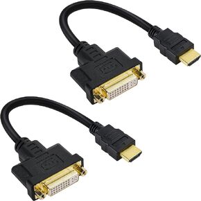 HDMI Female to DVI Male Adapter (2 Pack)，Bi-Directional DVI Male to HDMI Female Connector, Support 1080P Full HD Compatible for Roku, Xbox One, PS5，PS4, Blue-ray DVD, A/V Receivers-0.6ft in Saudi Arabia