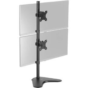 VIVO Dual Monitor Desk Stand Free-Standing LCD Mount, Holds in Stacked Vertical Position 2 Ultrawide Screens up to 34 inches, Black, STAND-V002L