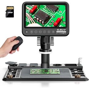 مجهر لحام بشاشة 7 انش IPS HD وبساط مقاوم للحرارة 1200 درجة فهرنهايت، مجهر رقمي 12MP 1600x مع 28 مصباح LED، مجهر مكبر للعملات المعدنية للعملات المعدنية، عرض الكمبيوتر in Kuwait