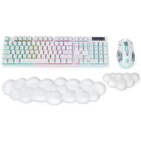 Keyboard Wrist Rest,Keyboard Wrist Rest with Memory Foam,Non-Slip Base,Palm Rest and Wrist Support for Computer Keyboard and Mouse Pad,for Home Office Laptop/Computer/Gaming Use - White in Kuwait