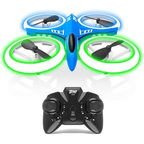 Dwi Dowellin 4.9 Inch Mini Drone for Kids with LED Lights Crash Proof One Key Take Off Landing Flips RC Remote Control Small Flying Toys Drones for Beginners Boys and Girls Adults Nano Quadcopter, Green