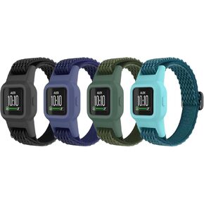 Elastic Bands Compatible with Garmin Vivofit Jr 3 - Colorful Nylon Stretchy Solo Loop Straps with Protective Case - Adjustable Replacement Bands for Girls and Boys in Kuwait