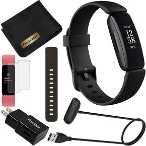 ساعة Fitbit Inspire 2 الذكية لتتبع الصحة واللياقة البدنية (أسود)، مع معدل ضربات القلب 24/7، تجربة مميزة لمدة عام، نطاقات S وL، كابل شحن 3.3 قدم، محول حائط، واقيات شاشة وقطعة قماش للتنظيف PremGear in Kuwait
