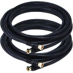 iMBPrice - (2-Pack) RG6 Coaxial Patch Cable (6 Feet) with F-Type Screw-on Connectors in Black
