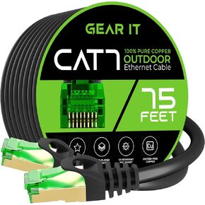GEARit Cat7 Outdoor Ethernet Cable (100ft) SFTP Shielded Foil Twisted Pair, Pure Copper, LLDPE, Waterproof, Direct Burial, In-Ground, UV Resistant, POE, Network, LAN, Internet, Cat 7-100 Feet in Saudi Arabia