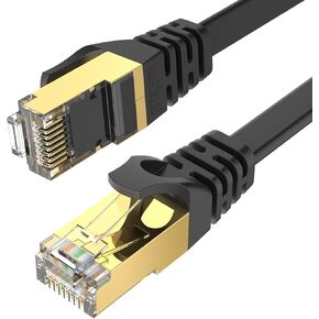 Ercielook CAT8 Ethernet Cable 100 ft High Speed, Shielded Flat Internet Cable with Clips, Weatherproof S/FTP UV Resistant for Router/Gaming/Modem - Black 30 M