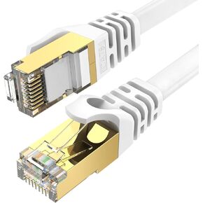 كابل إيثرنت Ercielook CAT8 عالي السرعة بطول 100 قدم، كابل إنترنت مسطح محمي مع مشابك، مقاوم للطقس S/FTP مقاوم للأشعة فوق البنفسجية لجهاز التوجيه/الألعاب/المودم - أسود 30 متر in Kuwait