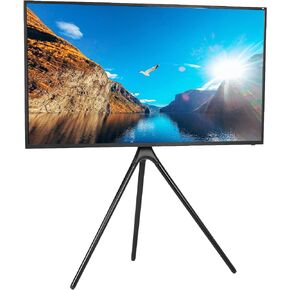 VIVO Artistic Easel 45 to 65 inch LED LCD Screen, Studio TV Display Stand, Adjustable TV Mount with Swivel and Tripod Base, White Bracket, Light Wood Legs, STAND-TV65AW