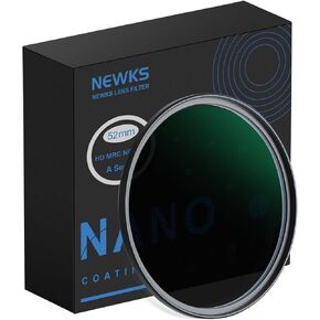 NEWKS 52mm ND1000 (10-Stop Fixed Neutral Density Filter) ND Lens Filter 30 Multi Layer Nano Coated/HD Optical Glass/Water Repellent/Ultra Slim Black Matte Aluminum Alloy Frame for Camera Lens