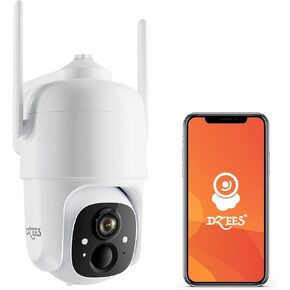 Dzees 360° PTZ WiFi Security Camera Wireless Outdoor, 2K Battery Powered | Indoor, Spotlight & Siren, Color Night Vision, 2-Way Talk, AI Motion Detection, IP66 in Kuwait