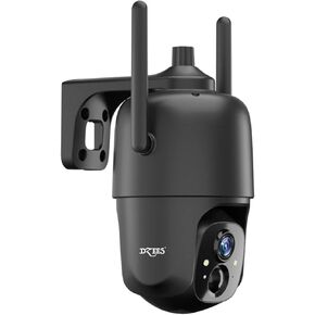 Dzees 360° PTZ Security Cameras Wireless Outdoor WiFi, 2K Battery Powered Home Security Camera Indoor, Spotlight & Siren, Color Night Vision, 2-Way Talk, AI Motion Detection, IP66, SD/Cloud 4-Pack