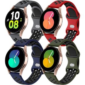 Lerobo 4 Pack Bands Compatible with Samsung Galaxy Watch 6 5 4 Band 40mm 44mm/Galaxy Watch 6 Classic 43mm 47mm/Watch 5 pro 45mm/Watch 4 Classic Band 46mm 42mm/Active 2/Watch 3 41mm Band,20mm Watch Band Soft Silicone Sport Band Women Men