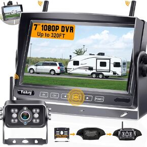 Yakry RV Backup Camera Wireless System - 7'' HD Reverse Camera for Truck with DVR Monitor -Bluetooth Trailer Back up Camera with Night Vision Waterproof -Rear View Camera for Furrion Pre-Wired RVs Y22 in Kuwait