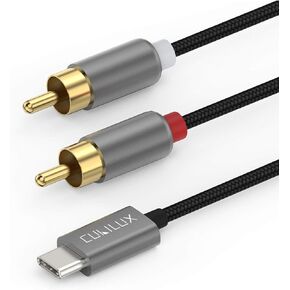 Cubilux USB to RCA Audio Cable with 384KHz/24-bit DAC, USB A Male to 2 Male RCA Stereo AUX Cord, 2RCA Auxilary Cable for Laptop, PC, Computer, 6 Feet in Saudi Arabia