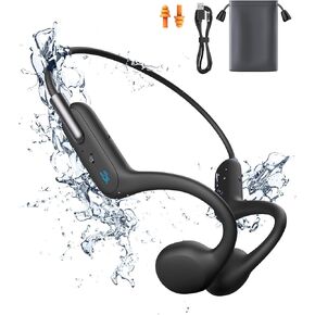 Bone Conduction Headphones, Wireless Open-Ear Headphones, Bluetooth 5.3 with Mic - MP3 Play Built-in 32GB Memory, IPX8 Waterproof Sports Headphones for Gym Workout Swimming Running Cycling. in Kuwait