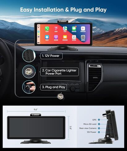 10.26 بوصة Apple Carplay وAndroid Auto، ستيريو سيارة محمول مع كاميرا داش 4K، كاميرا احتياطية 1080P، شاشة Drivemate Carplay مع بلوتوث/ملاحة/MirrorLink (صوت 4K BT (مكبر صوت Pro)) in Kuwait