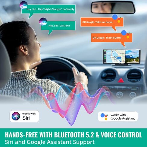 ستيريو سيارة محمول من PortVDU مزود بتقنية Apple Carplay وAndroid Auto اللاسلكية، وأحدث كاميرا داش كام 2.5K لعام 2023 وكاميرا احتياطية عالية الدقة 1080P، وشاشة لمس IPS HD مقاس 9.3 بوصة، وبلوتوث، ونظام تحديد المواقع العالمي (GPS)، ووصلة مرآة وعناصر إضافية in Saudi Arabia