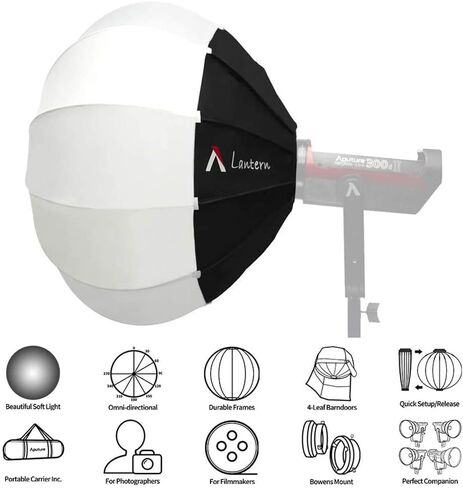 Aputure Lantern Softbox Soft Light Modifier,26inch, Quick-Setup Quick-Folding Aputure Space Light Upgraded for Aputure 300D Mark II 120D 120T 120D Mark II 300X and Other Bowens Mount Light in Saudi Arabia
