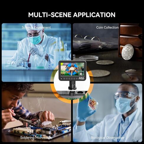 مجهر لحام بشاشة 7 انش IPS HD وبساط مقاوم للحرارة 1200 درجة فهرنهايت، مجهر رقمي 12MP 1600x مع 28 مصباح LED، مجهر مكبر للعملات المعدنية للعملات المعدنية، عرض الكمبيوتر in Kuwait