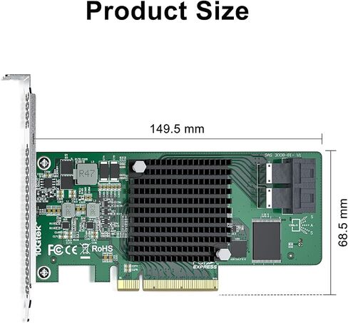 H!Fiber 6G External PCIe Controller Card, SAS/SATA HBA Host Bus Adapter, SAS 2008 Chip, PCIE X8, 2X SFF-8088 Ports,Same as 9200-8E in Kuwait