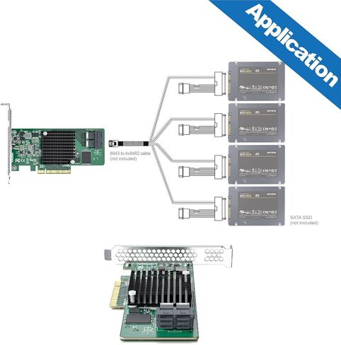 H!Fiber 6G External PCIe Controller Card, SAS/SATA HBA Host Bus Adapter, SAS 2008 Chip, PCIE X8, 2X SFF-8088 Ports,Same as 9200-8E in Kuwait