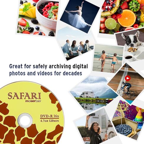 Moserbaer Safari DVD-R 16X 4.7GB Branded Logo Recordable Media Disc-50 Pack Spindle in Saudi Arabia
