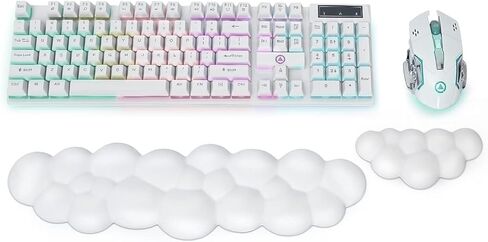 Keyboard Wrist Rest,Keyboard Wrist Rest with Memory Foam,Non-Slip Base,Palm Rest and Wrist Support for Computer Keyboard and Mouse Pad,for Home Office Laptop/Computer/Gaming Use - White in Kuwait