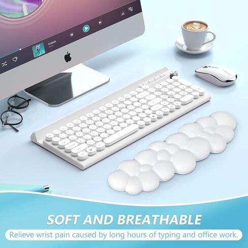Keyboard Wrist Rest,Keyboard Wrist Rest with Memory Foam,Non-Slip Base,Palm Rest and Wrist Support for Computer Keyboard and Mouse Pad,for Home Office Laptop/Computer/Gaming Use - White in Kuwait