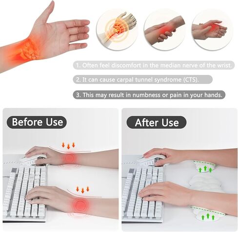 Keyboard Wrist Rest,Keyboard Wrist Rest with Memory Foam,Non-Slip Base,Palm Rest and Wrist Support for Computer Keyboard and Mouse Pad,for Home Office Laptop/Computer/Gaming Use - White in Kuwait