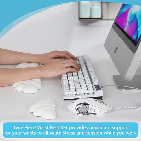 Keyboard Wrist Rest,Keyboard Wrist Rest with Memory Foam,Non-Slip Base,Palm Rest and Wrist Support for Computer Keyboard and Mouse Pad,for Home Office Laptop/Computer/Gaming Use - White in Kuwait