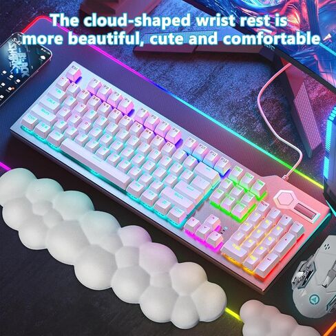Keyboard Wrist Rest,Keyboard Wrist Rest with Memory Foam,Non-Slip Base,Palm Rest and Wrist Support for Computer Keyboard and Mouse Pad,for Home Office Laptop/Computer/Gaming Use - White in Kuwait