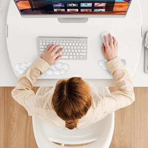 Keyboard Wrist Rest,Keyboard Wrist Rest with Memory Foam,Non-Slip Base,Palm Rest and Wrist Support for Computer Keyboard and Mouse Pad,for Home Office Laptop/Computer/Gaming Use - White in Kuwait