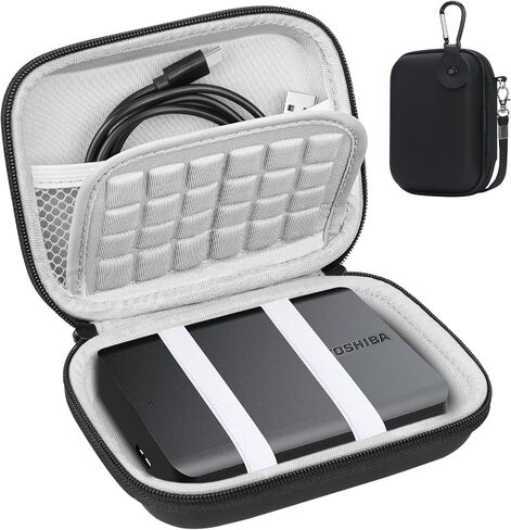 Lacdo Hard Drive Carrying Case for Toshiba Canvio Basics/Canvio Flex/Advance/Gaming Portable External Hard Drive 1TB 2TB 3TB 4TB 2.5 inch HDD EVA Shockproof Travel Bag, Black+Gray in Kuwait