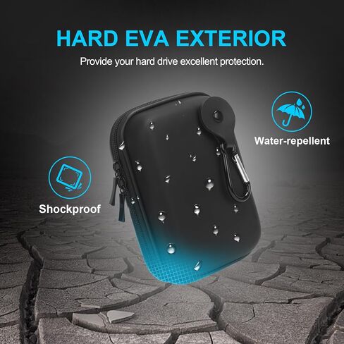 Lacdo Hard Drive Carrying Case for Toshiba Canvio Basics/Canvio Flex/Advance/Gaming Portable External Hard Drive 1TB 2TB 3TB 4TB 2.5 inch HDD EVA Shockproof Travel Bag, Black+Gray in Kuwait