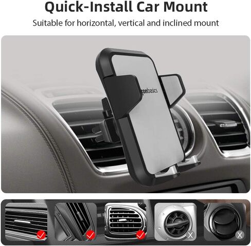 Amazon Basics Universal Smartphone Holder for Car Air Vent, Grey in Saudi Arabia