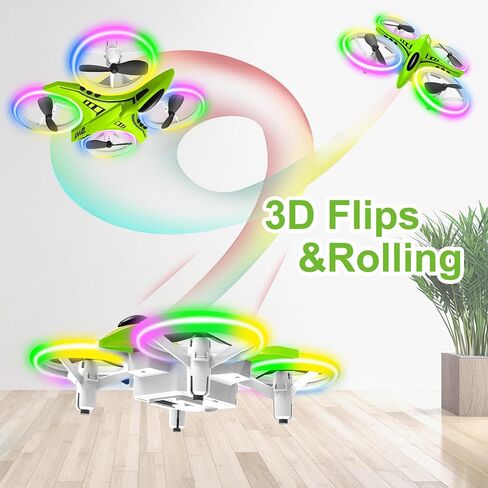 Dwi Dowellin 4.9 Inch Mini Drone for Kids LED Night Lights One Key Take Off Landing Flips RC Remote Control Small Flying Toys Drones for Beginners Boys and Girls Adults Nano Quadcopter, Blue in Saudi Arabia