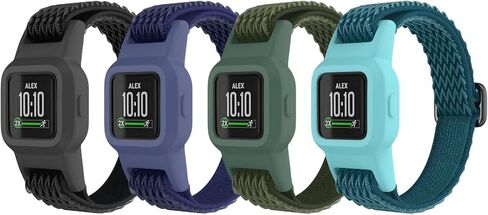 أحزمة مطاطية ESeekGo متوافقة مع أحزمة Garmin Vivofit Jr 3 للأطفال، أشرطة حلقية منفردة من النايلون الملون مع حافظة واقية قابلة للتعديل وإكسسوارات العصابات البديلة للفتيات والأولاد in Kuwait