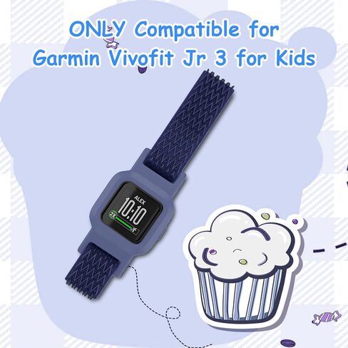 أحزمة مطاطية ESeekGo متوافقة مع أحزمة Garmin Vivofit Jr 3 للأطفال، أشرطة حلقية منفردة من النايلون الملون مع حافظة واقية قابلة للتعديل وإكسسوارات العصابات البديلة للفتيات والأولاد in Kuwait