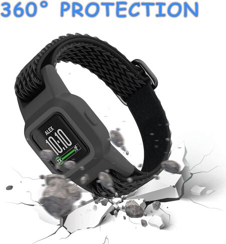 أحزمة مطاطية ESeekGo متوافقة مع أحزمة Garmin Vivofit Jr 3 للأطفال، أشرطة حلقية منفردة من النايلون الملون مع حافظة واقية قابلة للتعديل وإكسسوارات العصابات البديلة للفتيات والأولاد in Kuwait