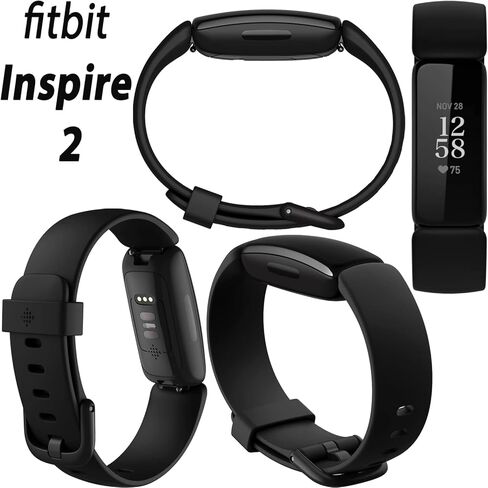 ساعة Fitbit Inspire 2 الذكية لتتبع الصحة واللياقة البدنية (أسود)، مع معدل ضربات القلب 24/7، تجربة مميزة لمدة عام، نطاقات S وL، كابل شحن 3.3 قدم، محول حائط، واقيات شاشة وقطعة قماش للتنظيف PremGear in Kuwait