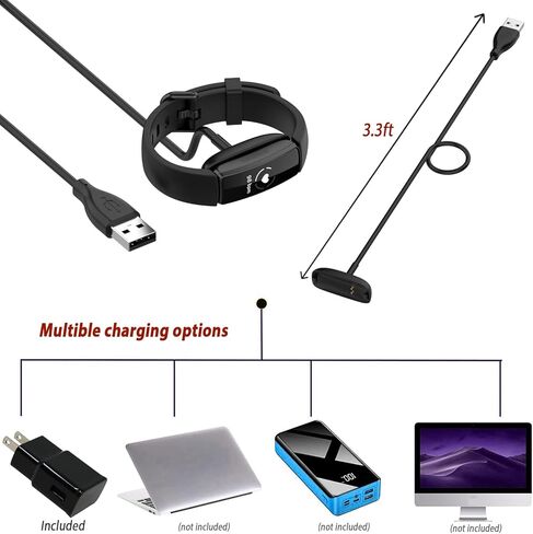 ساعة Fitbit Inspire 2 الذكية لتتبع الصحة واللياقة البدنية (أسود)، مع معدل ضربات القلب 24/7، تجربة مميزة لمدة عام، نطاقات S وL، كابل شحن 3.3 قدم، محول حائط، واقيات شاشة وقطعة قماش للتنظيف PremGear in Kuwait