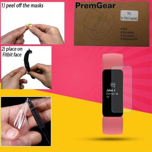 ساعة Fitbit Inspire 2 الذكية لتتبع الصحة واللياقة البدنية (أسود)، مع معدل ضربات القلب 24/7، تجربة مميزة لمدة عام، نطاقات S وL، كابل شحن 3.3 قدم، محول حائط، واقيات شاشة وقطعة قماش للتنظيف PremGear in Kuwait